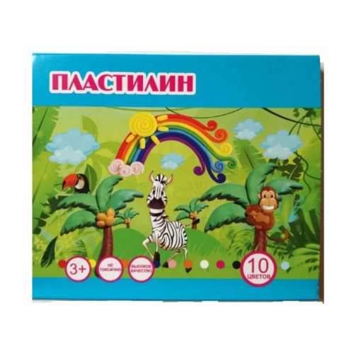 Пластилин 10цв. Луч 150гр. со стеком
