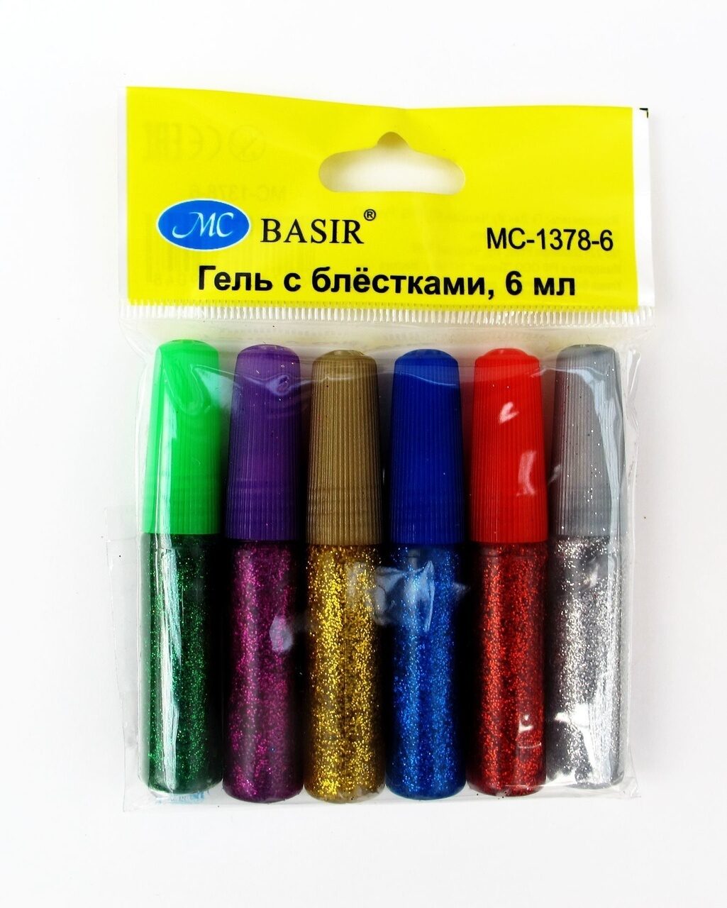 Гель с блестками 6цв. 6мл. Basir