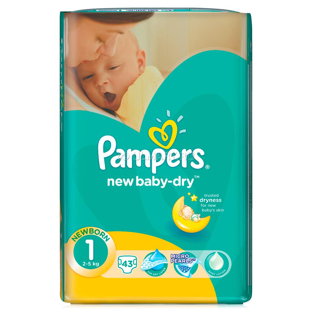 Подгузн. Памперс New Baby-Dry --1-- 43шт. Newborn 2-5кг.