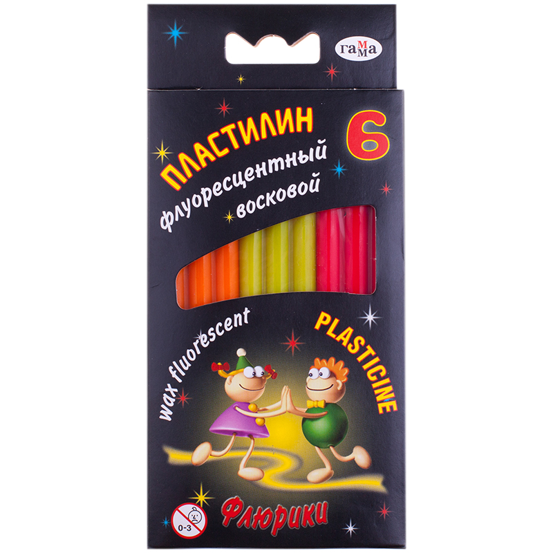 Пластилин 6цв. Гамма Флюрики флуоресцентный