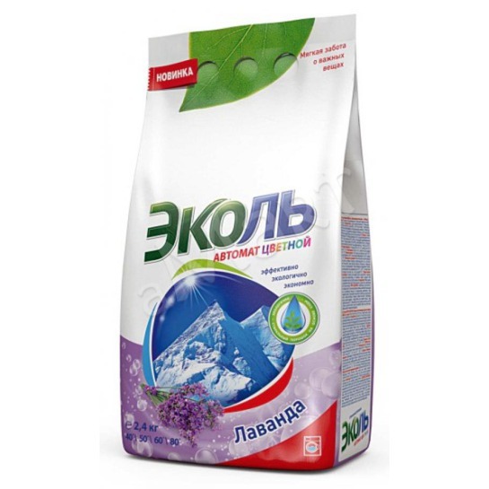 Стир.порошок Эколь авт. 2,4кг. Цветной Лаванда