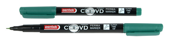 Маркер CD-DVD ЗЕЛЕНЫЙ  Pentek игольчат.нак. 0,7-1мм (уп.12шт.)
