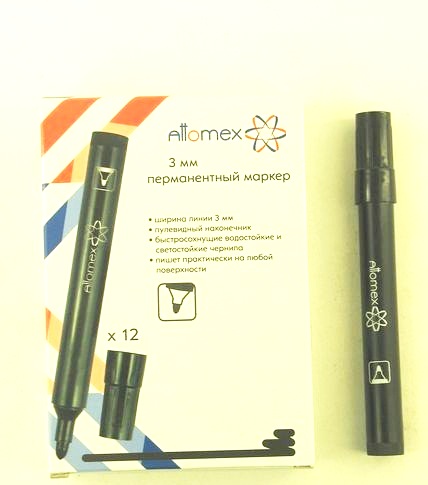 Маркер черный Attomex 3 мм. (уп.12шт.)