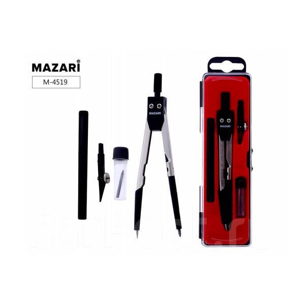 Готовальня Mazari 4пр. Mazari (цирк.120мм, грифель, насадка, держ. д/рейсфедера)