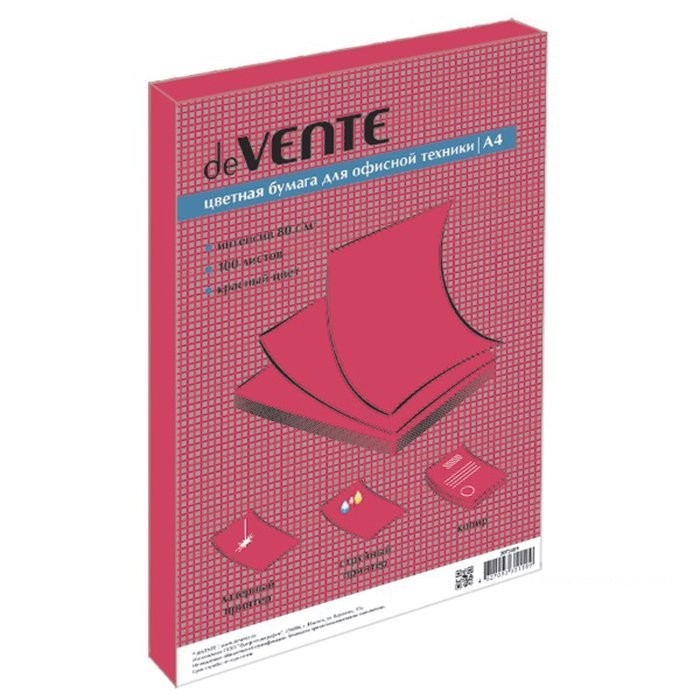 Бумага А4 цветная deVente 100л. розовый медиум