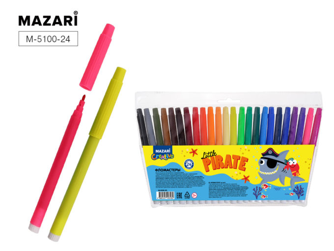Фломастеры 24цв. Mazari Little Pirate