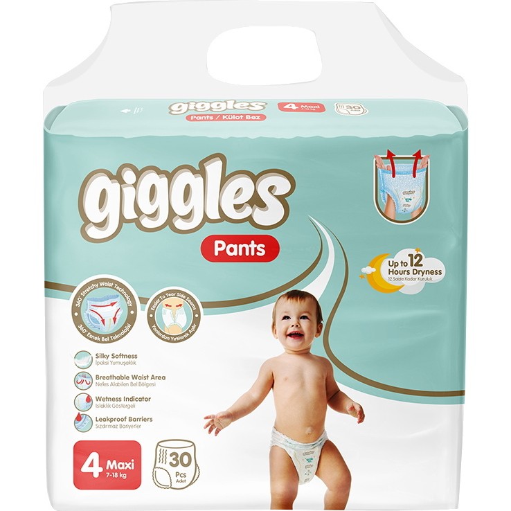 Подгузн. Giggles --4-- 7-18кг. 30шт. Макси