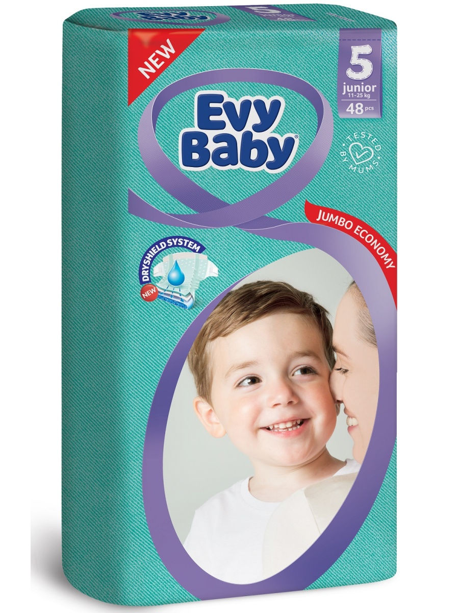 Подгузн. EVY BABY --5-- 11-25кг. 48шт. Джуниор