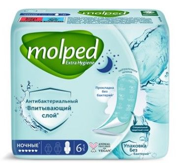 Прокладки Molped антибак найт 6шт.