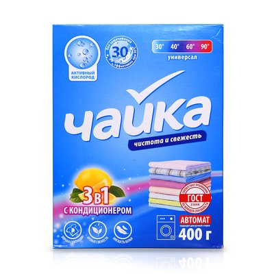 Стир.порошок Чайка авт. 400г. 3в1 с конд. Лимон (18)