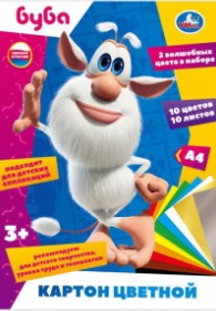 Набор цв. картона А4 10л.10цв. Умка немел. Буба