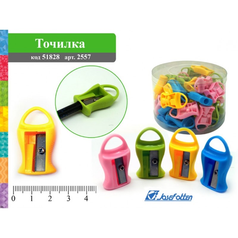 Точилка 1отв. JO "Мини" 2557 с подвесом, цв.асс (уп.48)