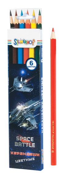 Набор цв. карандашей 6цв. Silwerhof SPACE BATTLE, карт.европодвес