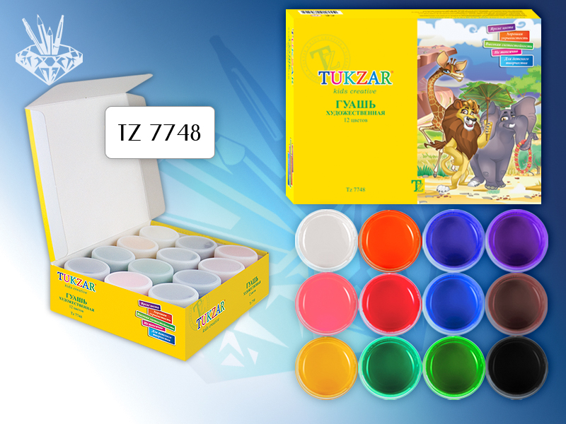 Гуашь 12 цв. Tukzar 350 гр. художественная