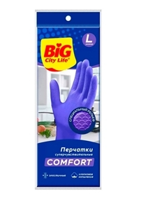 Перчатки Латексные BIG City суперчувств. фиолетовые L (30)