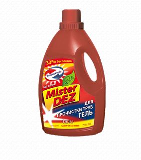 Ср-во Mister DEZ 1л. Гель для чистки труб Двойная сила