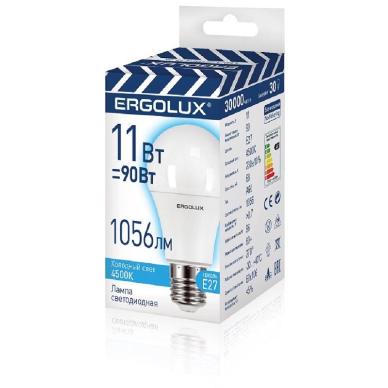 Лампа светодиодная Ergolux A60 E27 11W 4500K 1056лм мат. LED-A60-11