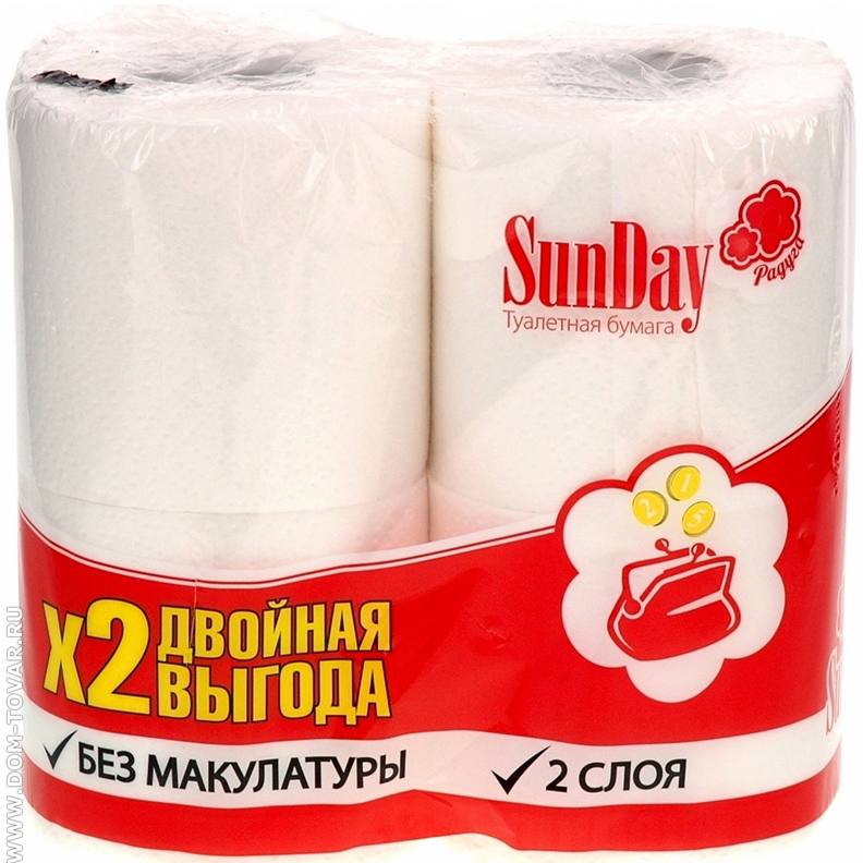 Туалетная бумага SunDay 2сл. 4рул. (30) ***