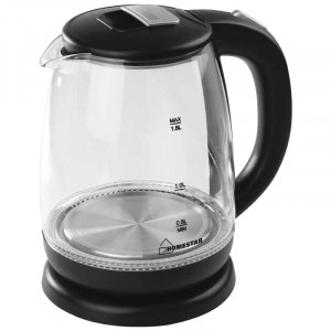 Чайник электр. HomeStar 1,8л. ДИСК 1,5кВт, стекло пластик черный HS-1018