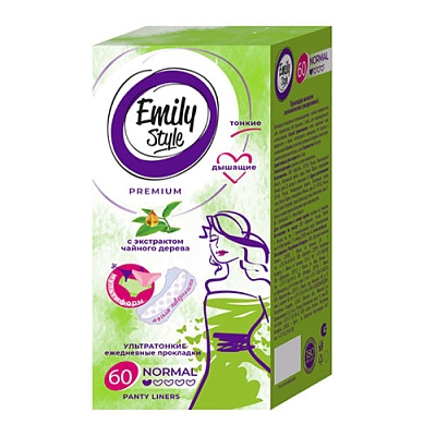 Прокладки Emily Style multiform deo ежедн. ультратонкие чайное дерево 60шт. (20)