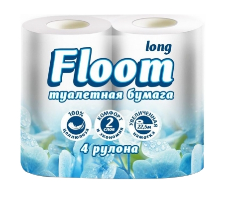 Туалетная бумага Floom long 2сл. 4рул. (24)