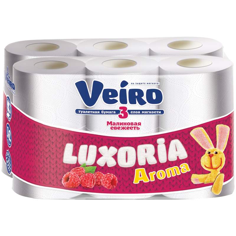 Туалетная бумага Veiro Luxoria  3сл. 12рул. Aroma Malina (48/192)