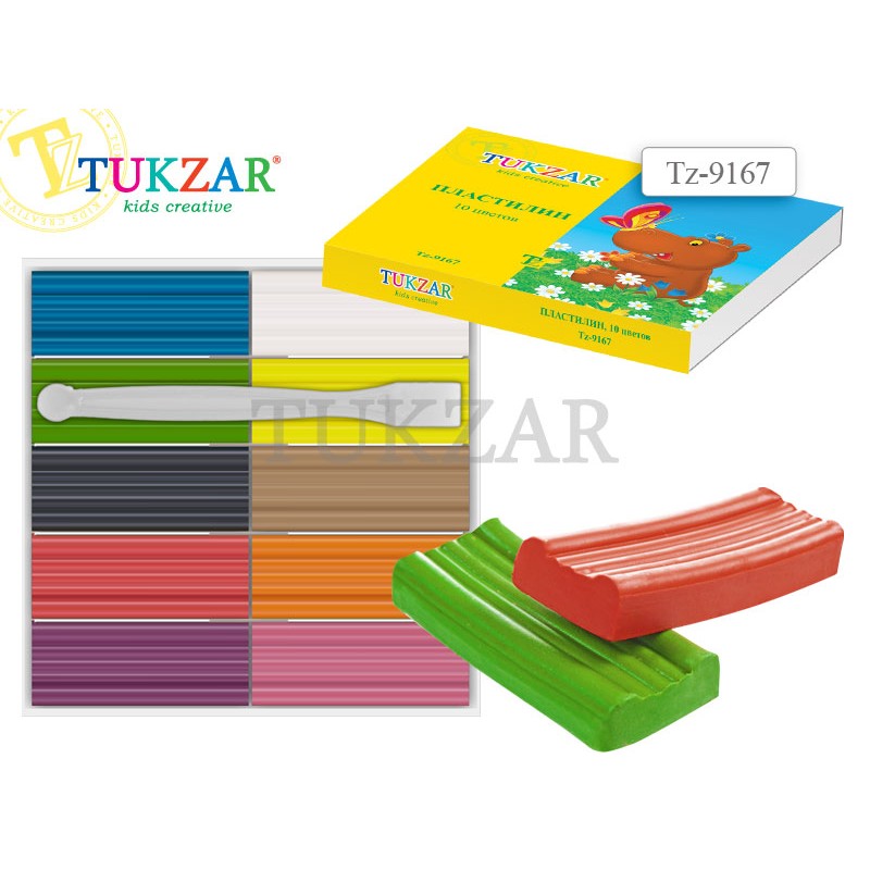 Пластилин 10цв. Tukzar 200гр. в пенале+стек