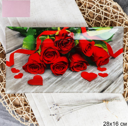 Блюдо прямоуг. Grey 28*16см Букет роз S322816 Y044 (6)