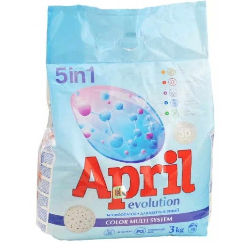Стир.порошок April Evolution авт. 3кг 5в1 Color Multi System