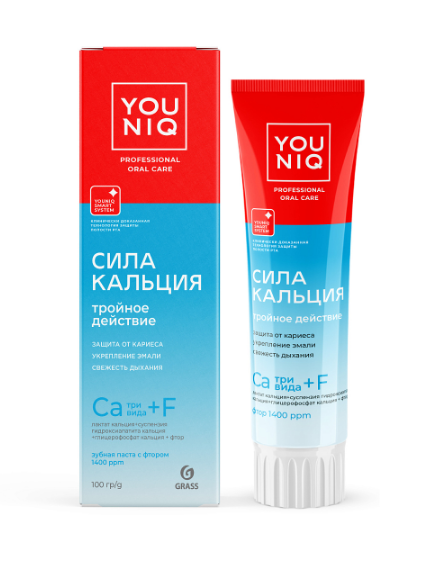 Зубн.паста Grass 100мл. Youniq Сила кальция (6)