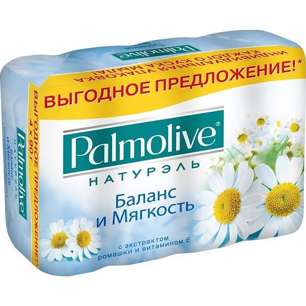Мыло Палмолив 4*90г. Ромашка и Витамин Е (Баланс и мягкость)