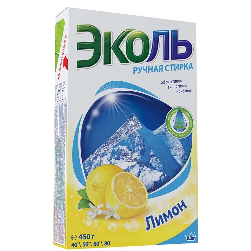 Стир.порошок Эколь ручн. 450г. Лимон
