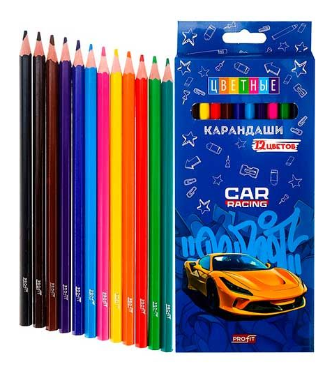 Набор цв. карандашей 12цв. TM "Profit" Суперкар 2,8мм 2М к/к
