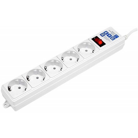 Сетевой фильтр Power Cube ПВС 3х0.75 5 роз. 1,9м 10A белый, земля, выкл.