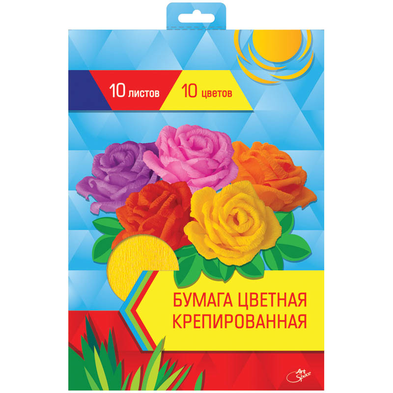 Набор цв. бумаги крепир. 10л. 10цв.ArtSpace
