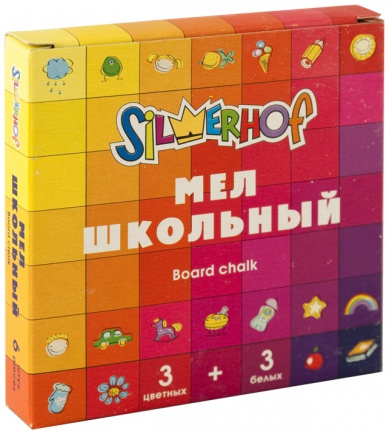 Набор мела цветного 3цв.+3бел. Silwerhof "Emotions"
