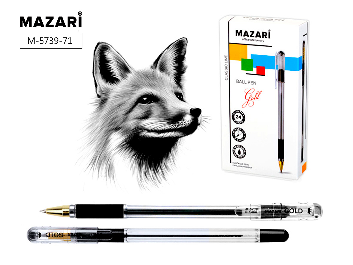 Ручка шар. масл. ЧЕРНАЯ Mazari MC GOLD 0.5мм. (уп.24)