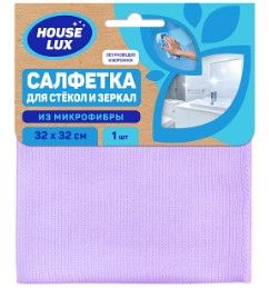 Салфетка микрофибра House Lux 32*32см. 1шт. д/стекол и зеркал (50)