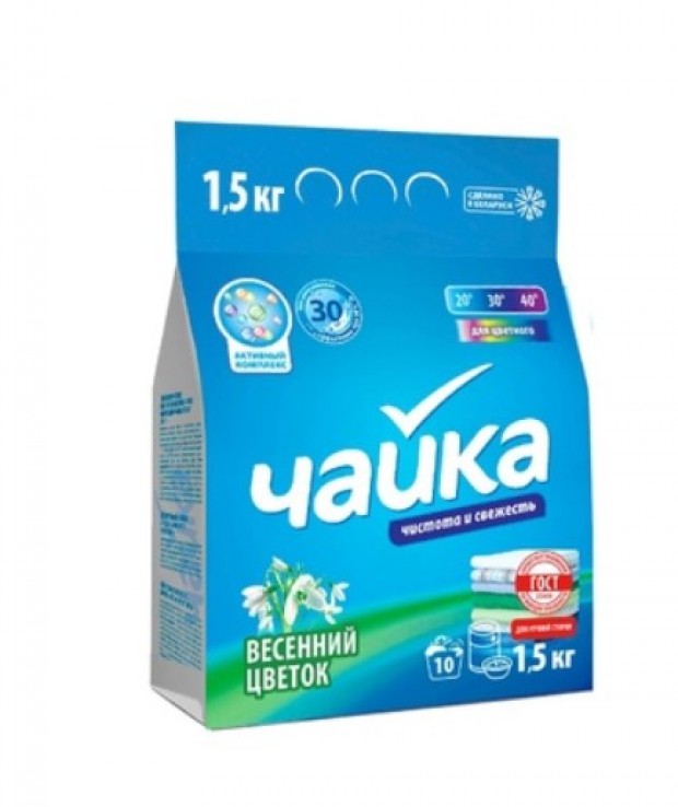 Стир.порошок Чайка ручн. 1,5кг. для цветного Весенний цветок
