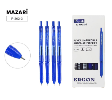 Ручка шар. авт. масл. СИНЯЯ Mazari ERGON JUMBO 0.7мм (уп.12)