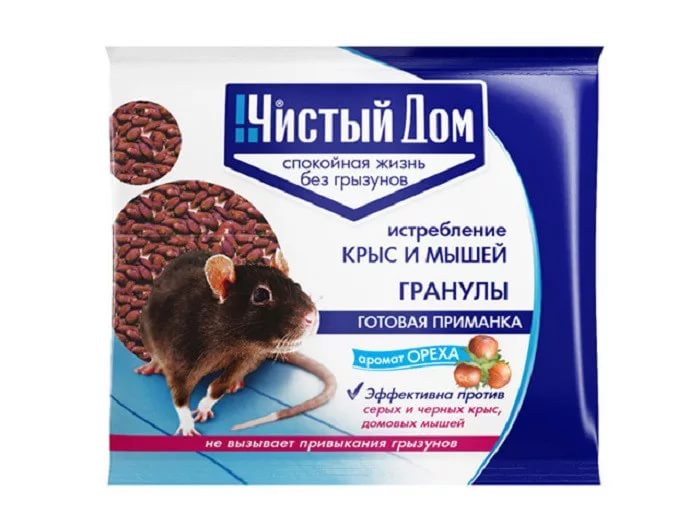 Приманка от грызунов Чистый дом гранулы 100гр. С запахом ореха