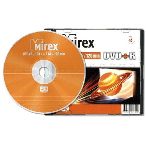 Диск DVD+R Mirex 16x. 4.7Gb Slim