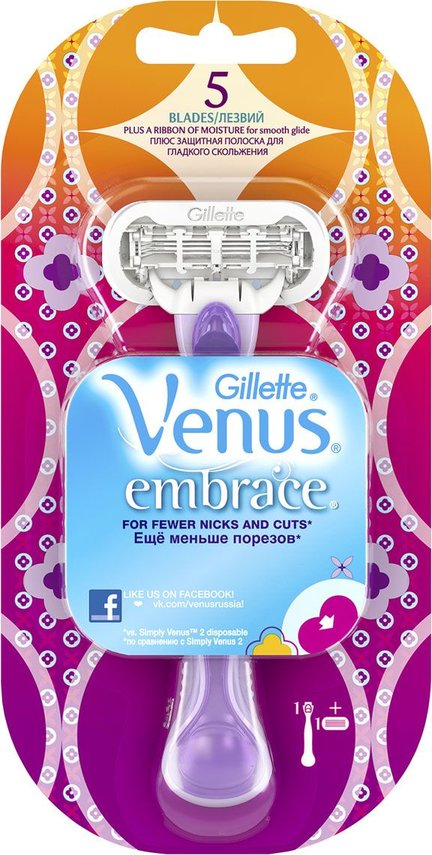 Станки Gillette Venus Embrace с 1 касетой молод.дизайн