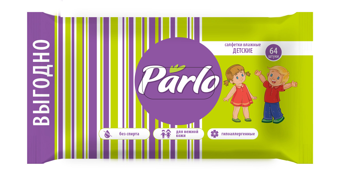 Салфетки влажные Parlo 64шт. Детские