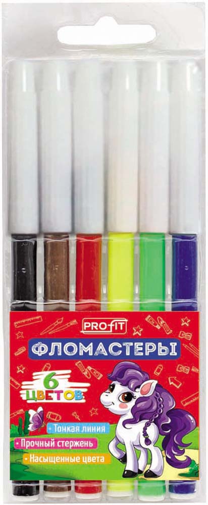 Фломастеры 6цв. TM "Profit" МИЛЫЕ ПОНИ невент. блист.