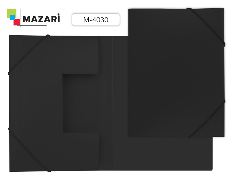 Папка на резинке А4 0.5мм, Mazari черная (40)