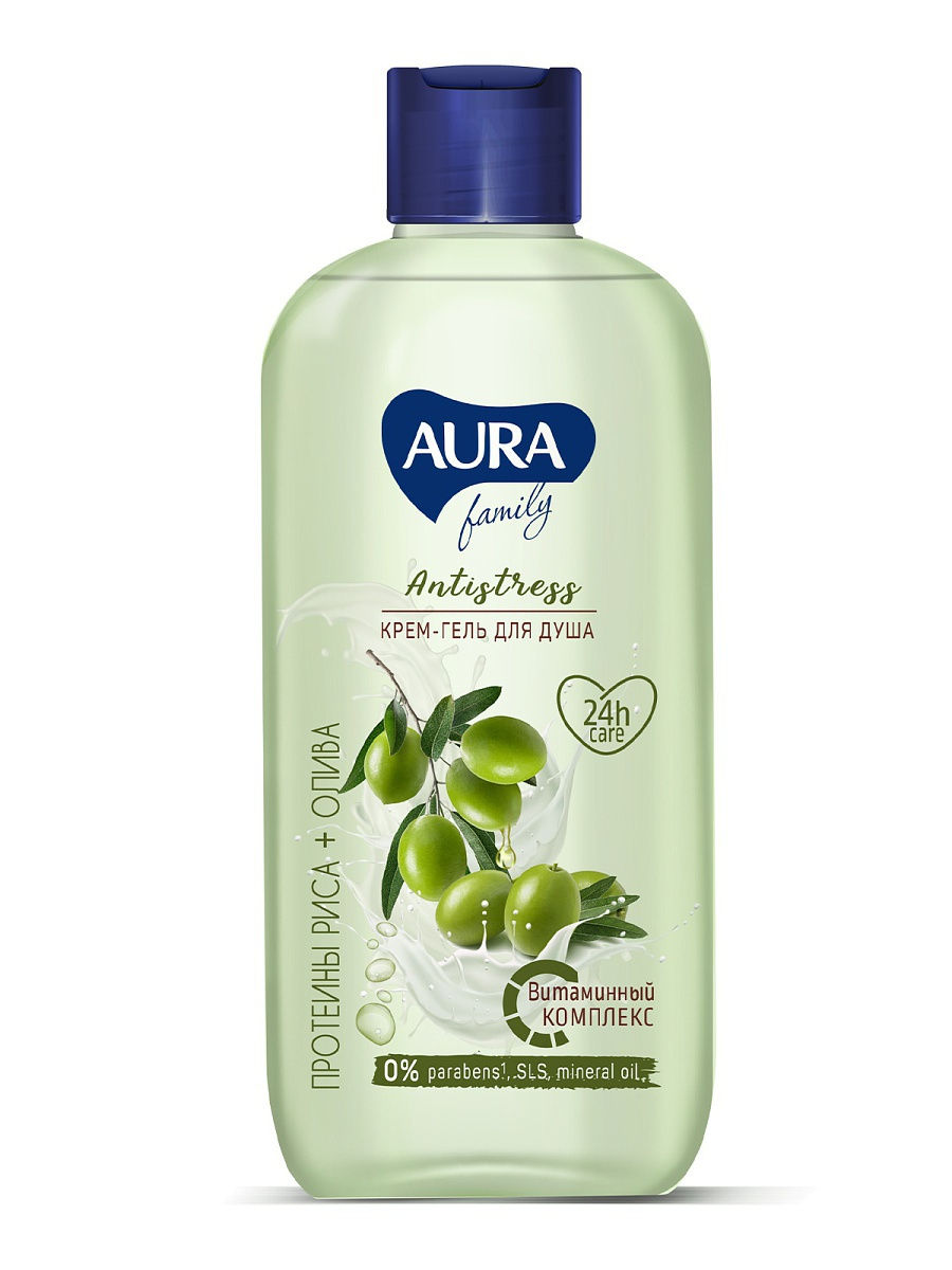 Гель для душа AURA Family 400мл. Авокадо и розмарин