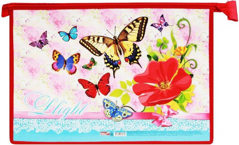 Папка д/тетр. на молн. А4 на молнии Пархающие бабочки