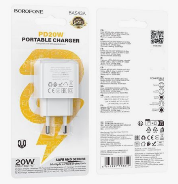 Сетевое зарядное устройство Type-C 3A 20W белый Borofone BAS43A