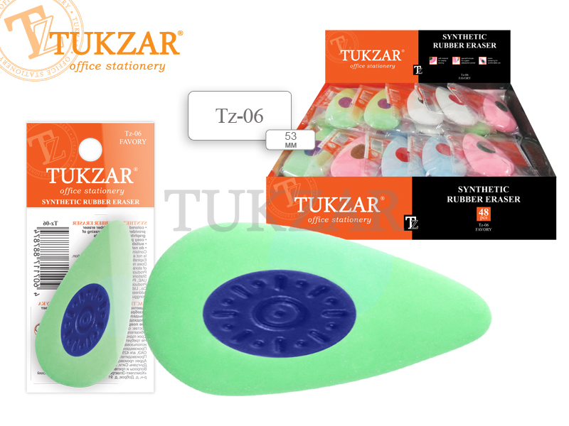 Ластик Tukzar  каплевидный с пластиковым держателем (уп.48шт.)